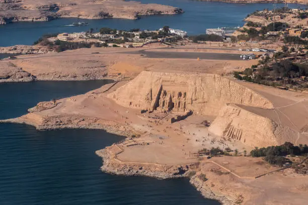 View of Abu Simbel temples relocated near Lake Nasser